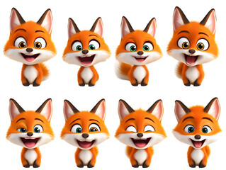 Obraz premium Charming fox cubs displaying emotions bright studio background digital artwork playful perspective