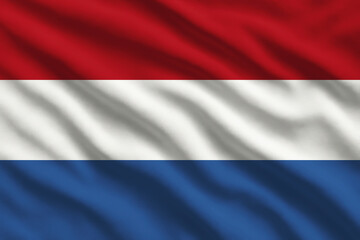 Waving flag of  The Netherlands, Dutch flag blowing in the wind, full frame smooth fold