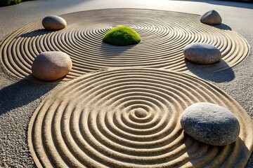 Naklejka premium Zen Sand Garden Ripple Circle