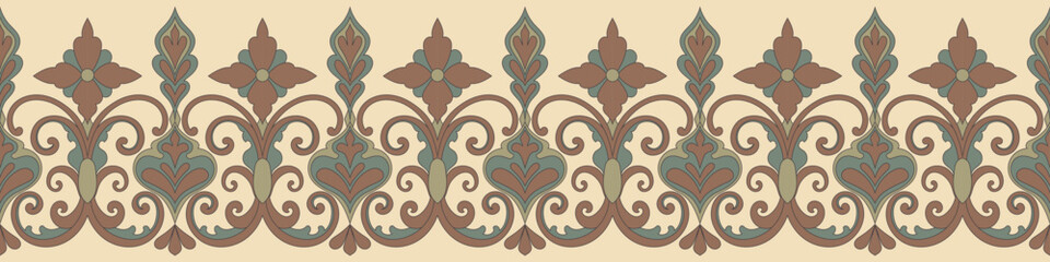 Fototapeta premium Vintage border, abstract floral frame, carpet element