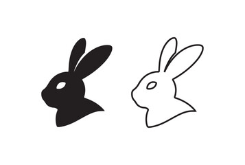 Cute black and white rabbit logo design.