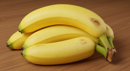 A bunch of yellow bananas on a brown surface.