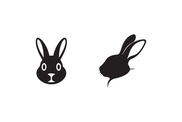 Simple black and white rabbit silhouettes for design