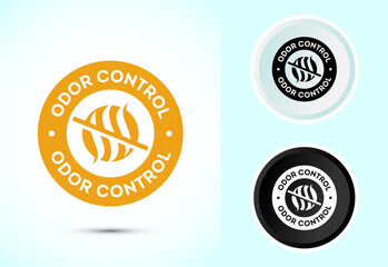 Odor control icon design illustration. Anti bad smell icon, Odor free label in color, black and white