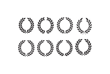 Six Laurel Wreaths Isolated on White Background