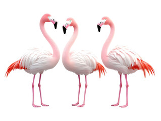 Obraz premium Vibrant flamingos standing together in photoroom colorful wildlife photography showcase
