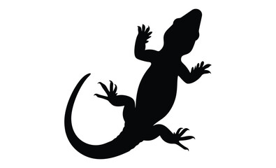 Naklejka premium Lizard silhouette illustration, Reptile animal icon, Gecko shape graphic