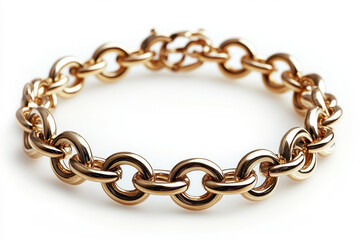 Obraz premium Gold bracelet with chain link, draped elegantly on a marble surface, glistening in the soft light.