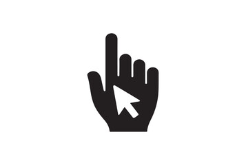 Clickable Hand Icon with Arrow, Representing Online Interaction