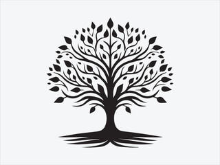 Tree of Life with Calligraphy Branches Silhouette for Artistic, Cultural, and Spiritual Nature