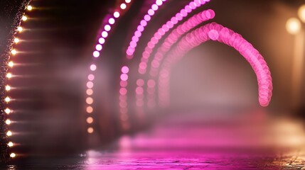 Abstract Colorful Neon Lights Creating a Dreamy Atmosphere in a Foggy Environment