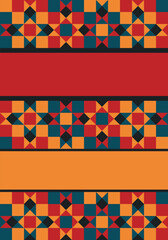 Beautiful geometric background. Figures of different shapes. Tribal form. Flowers. Geometric design. Creative textures. Colorful art. Modern graphic poster. Retro color. Vector illustration