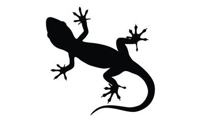 Lizard silhouette illustration, Reptile animal icon, Gecko shape graphic