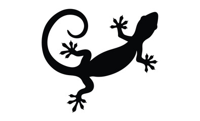 Lizard silhouette illustration, Reptile animal icon, Gecko shape graphic
