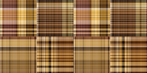 Warm fall gingham tartan check seamless border pattern. Woven classic variegated ombre check ribbon trim. Repeatable banner for washing tape and for fashion edging design