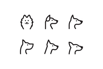 Simple Line Art Dog Head Illustrations