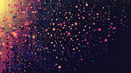 A digital illustration of a starry night sky, with a gradient of colors and scattered lights.