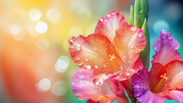 close-up of gladioli macro. Selective focus
