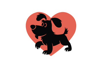 Cute Dog Silhouette in a Heart Shape