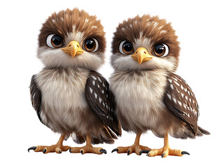 Fototapeta premium Adorable baby eagles perched together nature setting digital art cute perspective wildlife concept