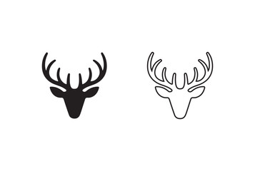 Simple black and white deer head logo design