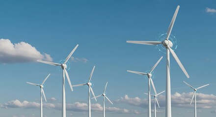 Fototapeta premium Wind Turbines with IoT Sensors – High-Tech Renewable Energy