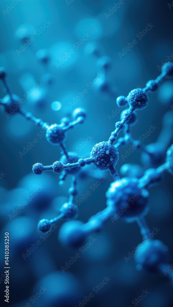 Aufkleber high-resolution 3d rendering of glp1 molecules in blue.