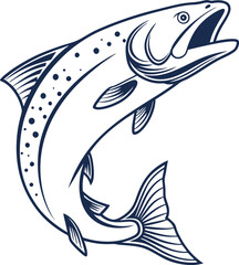 Obraz premium Bass fish coloring page Bass Fish Jumping Vector fish jumping silhouette illustrations Vintage bass fish concept Fishing bass logo icon, fish perch icon, on isolated with white background
