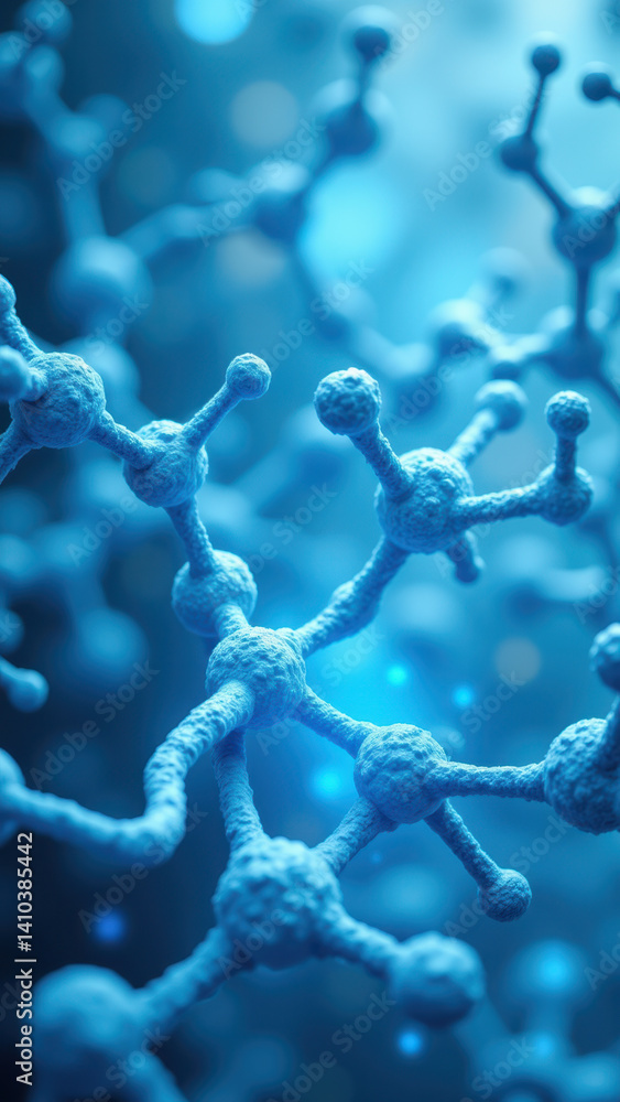 Aufkleber structural visualization of a glp-1 molecule with an abstract background.