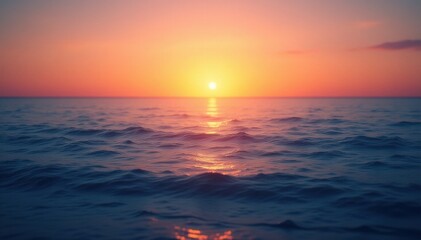 Obraz premium Soothing ocean waves on a tranquil horizon at sunset, soothing, serene, gradient