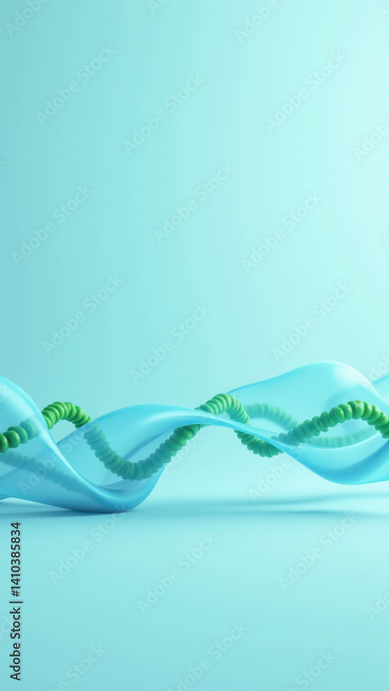 Poster stylized molecular model of glp-1 with a gradient background.