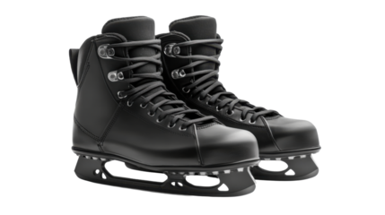 black leather boots on transparant background 