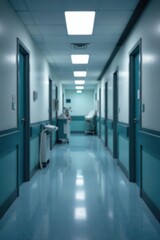 Blur corridor background with medical equipment, medical facility, blurred background
