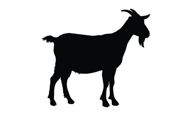 Goat silhouette illustration, Farm animal graphic, Livestock icon design