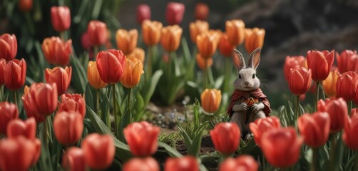 Obraz premium Tiny flower dweller in a tulip , tulip, tiny, flower