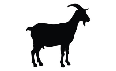 Goat silhouette illustration, Farm animal graphic, Livestock icon design