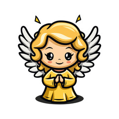 Adorable Cartoon Angel Illustration Cute Heavenly Character Design