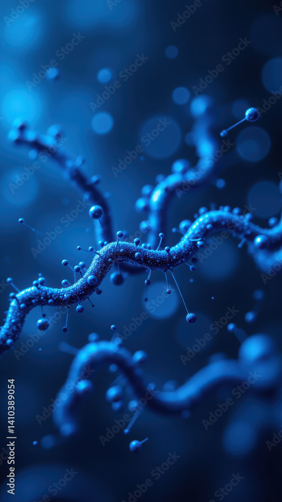 Poster a microscopic view of a single molecule of glp-1 (glucagon-like peptide-1) with its atomic structure