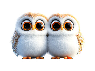 Fototapeta premium Cute owls sitting together in a cozy nest whimsical illustration nature scene