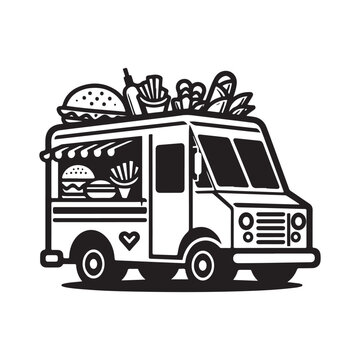 recommend clip art: food truck vector silhouette clip art logo illustration