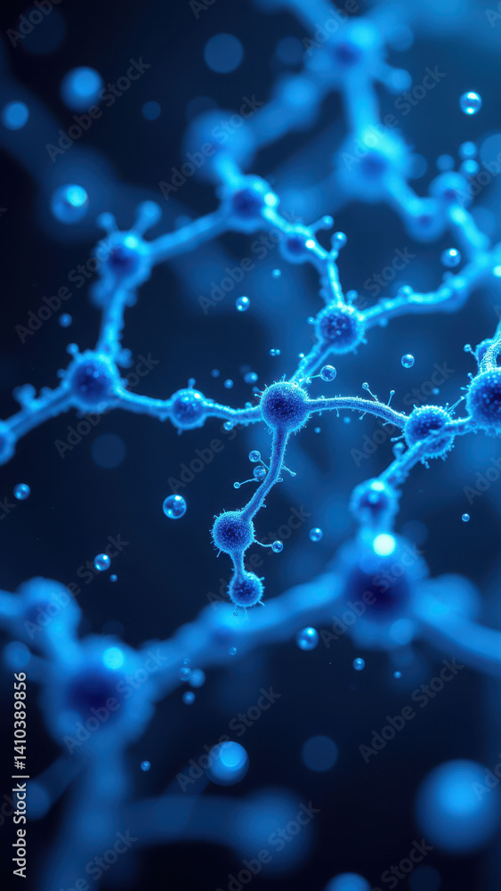 Poster glp1 molecule, a type of glucagon-like peptide-1 with its structure highlighted by a glow effect aga
