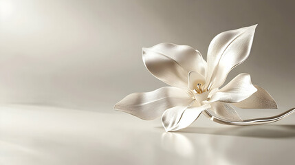 Elegant, stylized white flower design, subtly highlighted.