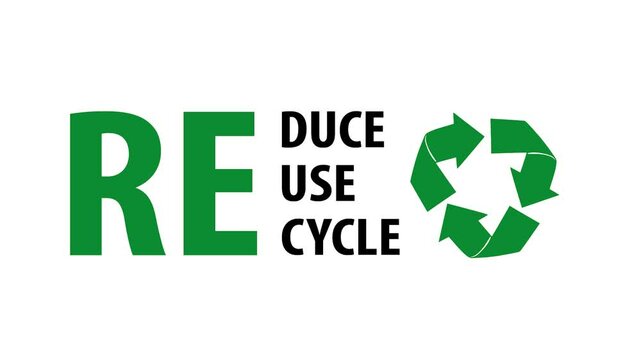 Reduce, reuse and recycle, eco friendly, environment, cleanliness, sustainability. recycle reuse reduce symbols. arrow symbol. Signs for ecological. animated illustration. Footage, 4K motion video