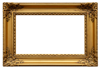 Ornate Gold Frame with Transparent Background, Ideal for Design Projects