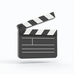 Rendered Movie Clapperboard with White Stripes and Action Slate Floating in Air 3D