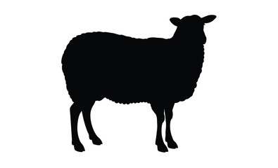 Goat silhouette illustration, Farm animal graphic, Livestock icon design
