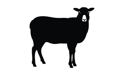 Goat silhouette illustration, Farm animal graphic, Livestock icon design