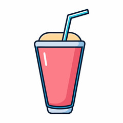 Fruit Smoothie Glass with Straw Vector Healthy Drink Icon


