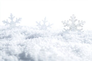 Snowflakes glistens on snow. Winter scene showing crystal formations on a bright snowy landscape
