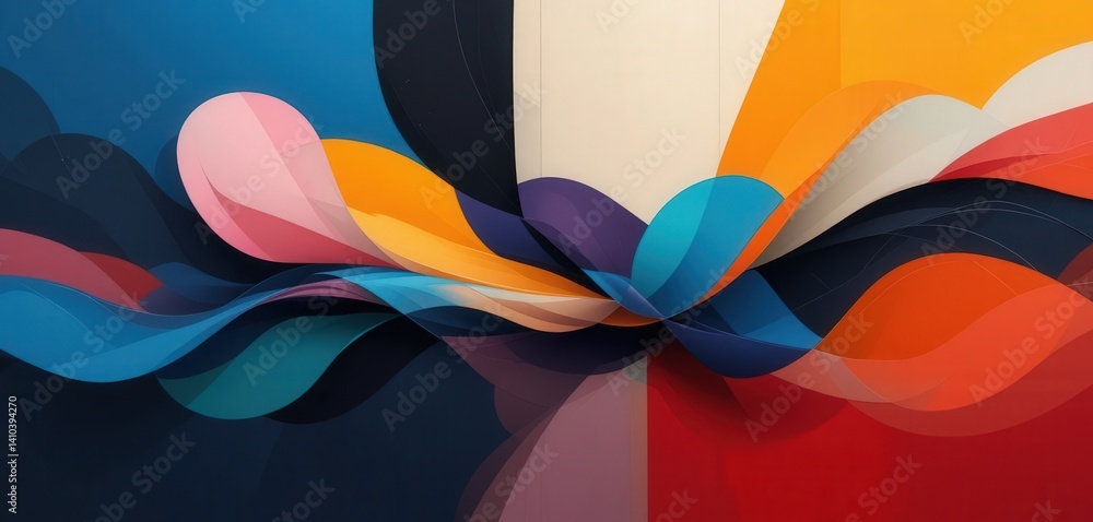 Poster a vibrant abstract painting bursting with a kaleidoscope of colors, featuring swirling patterns and 
